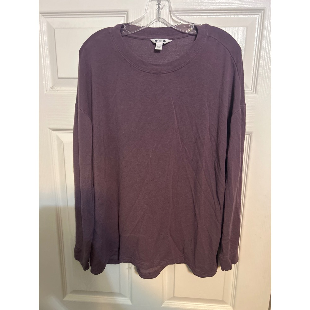 Three Dots‎ Womens Long Sleeve Crewneck Pullover Top Plum Purple Size L 1507305